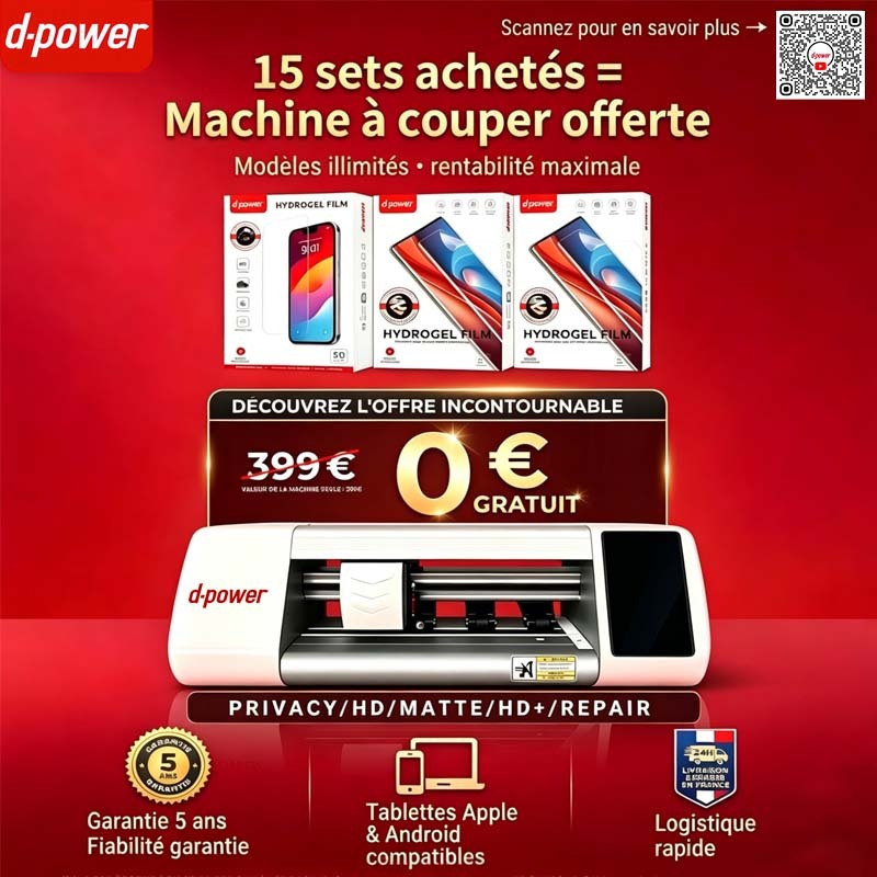 Machine de découpe multifonction offerte | 15 films protection téléphone, autocollant DIY personnalisé, coupe toutes dimensions