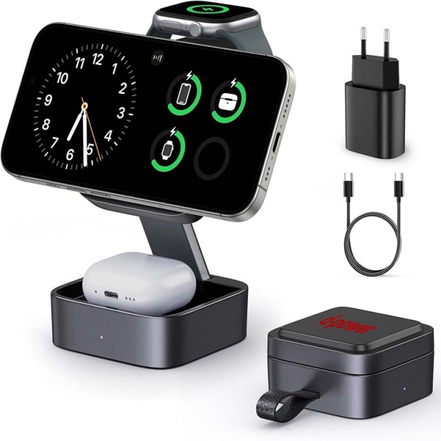 Station de Recharge 3-en-1 Magnétique Pliable pour Apple