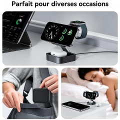 Station de Recharge 3-en-1 Magnétique Pliable pour Apple