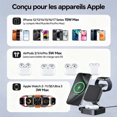 Station de Recharge 3-en-1 Magnétique Pliable pour Apple