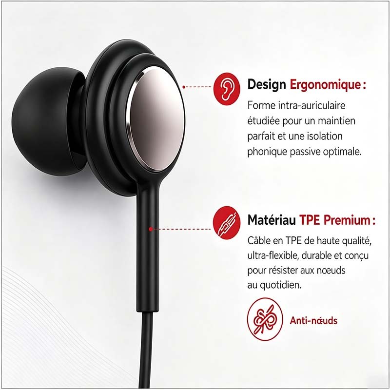 D-Power K6036 USB-C Wired Earphones, In-ear Headset with Mic & Controller, Compatible with Android, Black & White Available