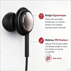 D-Power K6036 USB-C Wired Earphones, In-ear Headset with Mic & Controller, Compatible with Android, Black & White Available
