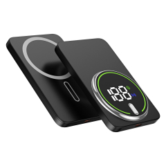Batterie externe magnétique à charge sans fil GT21, chargeur portable en alliage d'aluminium avec grand écran numérique