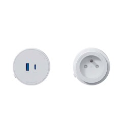 Prise Blanc Amovible Type-E+Prise Blanc USB (A+C) Amovible