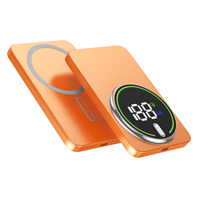 Batterie externe magnétique à charge sans fil GT21, chargeur portable en alliage d'aluminium avec grand écran numérique