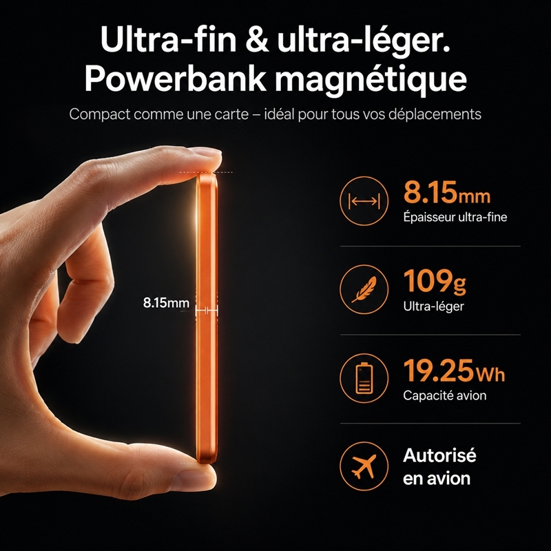 Batterie externe magnétique sans fil 5000mAh MH860