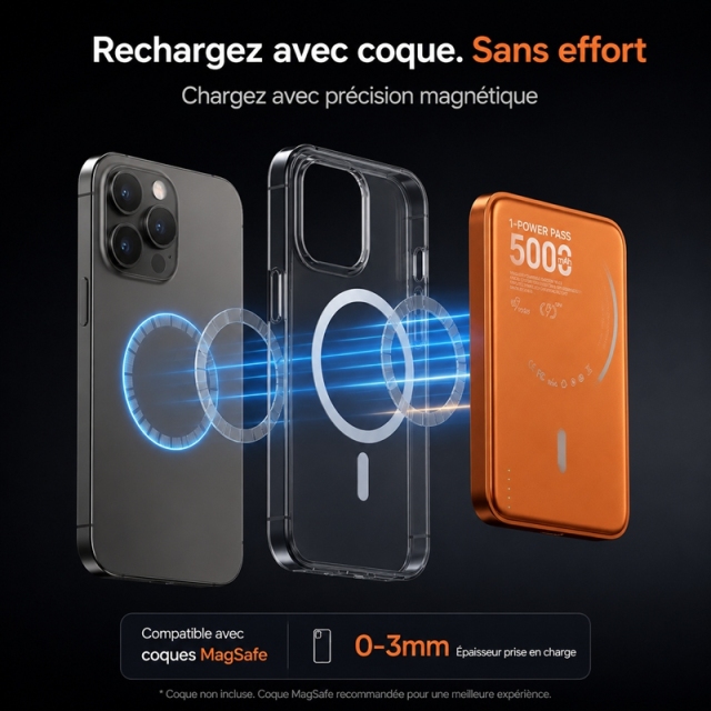 Batterie externe magnétique sans fil 5000mAh MH860