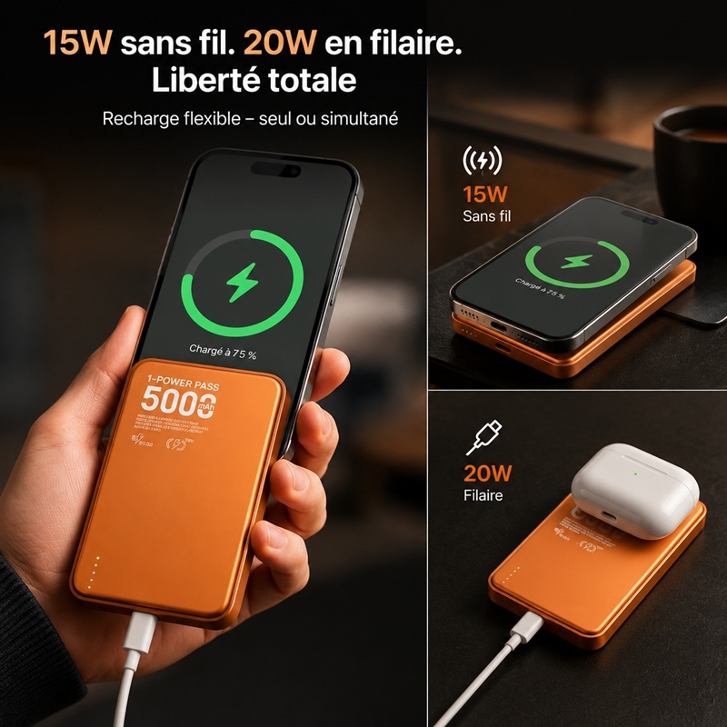 Batterie externe magnétique sans fil 5000mAh MH860