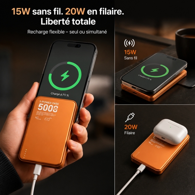 Batterie externe magnétique sans fil 5000mAh MH860