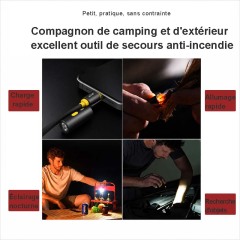 F9206 Câble USB-C vers USB-C 240W, Charge Rapide et Synchronisation de Données 48V 5A, avec Briquet Électrique et Lampe de Poche Intégrés, Câble Tressé en Alliage de Zinc, 1,2 m Noir