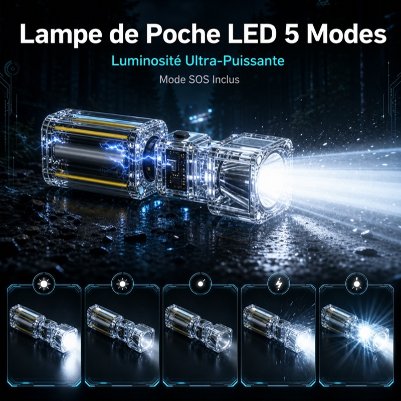 Batterie Externe Modulaire 5000 mAh avec Batterie Amovible, Charge Rapide 22,5 W et Modules Multifonctions