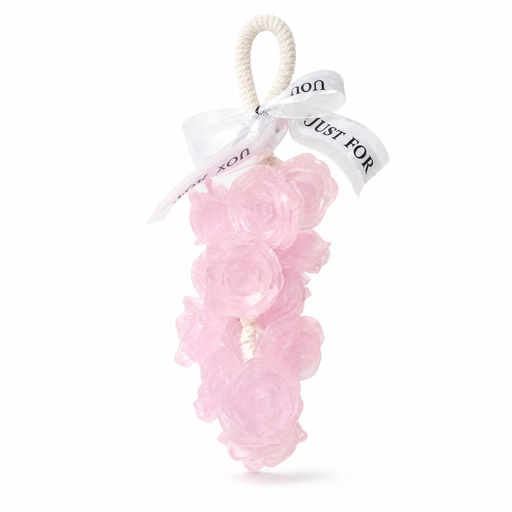 Grappe de Savons Parfumés en Forme de Roses Rose Poudré – Savon Suspendu Translucide à la Rose avec Corde – Idée Cadeau Originale & Raffinée pour Femme, Décoration & Soin du Corps