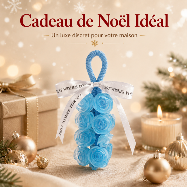 Grappe de Savons Parfumé Bleu Azur en Forme de Roses – Pendentif Aromatique Suspendu Translucide pour Maison, Armoire & Sapin de Noël – Idée Cadeau Féerique & Décoration Élégante