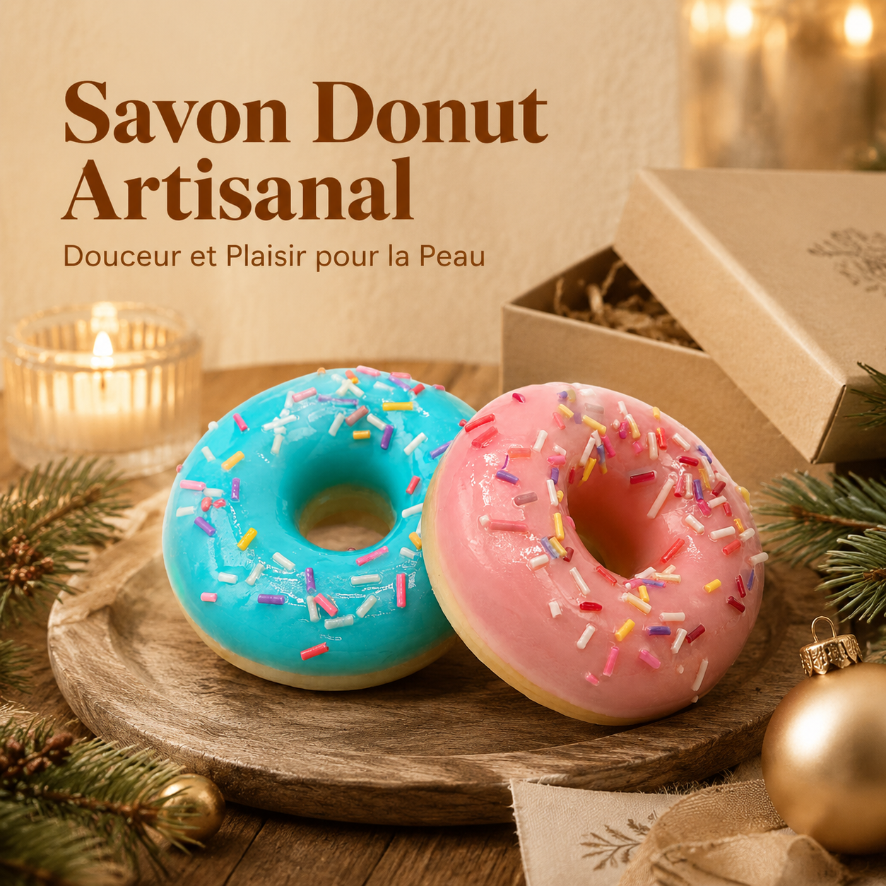 Lot de Savons Artisanaur en Forme de Donuts – Savons Gourmands Parfumés avec Glaçage & Pépites – Mousse Riche & Hydratante pour Mains et Corps – Idée Cadeau Originale & Fun pour Noël et Anniversaire