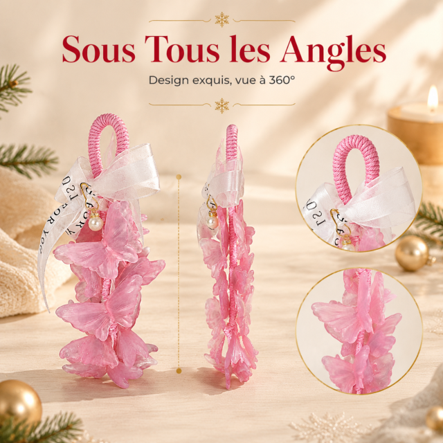 Pendentif parfumé en forme de papillon rose – diffuseur pour armoire et voiture avec perles délicates – pendentif parfumé artisanal longue durée, un cadeau de Noël romantique parfait.
