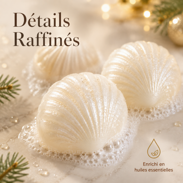 Savon Artisanal Parfumè Suspendu en Forme de Coquillage – Savon Parfumé aux Huiles Essentielles avec Corde de Suspension – Idée Cadeau de Noël Élégante, Décoration & Diffuseur de Parfum pour Salle de Bain et Armoire