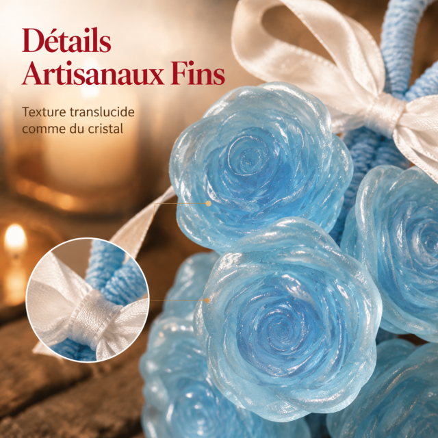 Grappe de Savons Parfumé Bleu Azur en Forme de Roses – Pendentif Aromatique Suspendu Translucide pour Maison, Armoire & Sapin de Noël – Idée Cadeau Féerique & Décoration Élégante