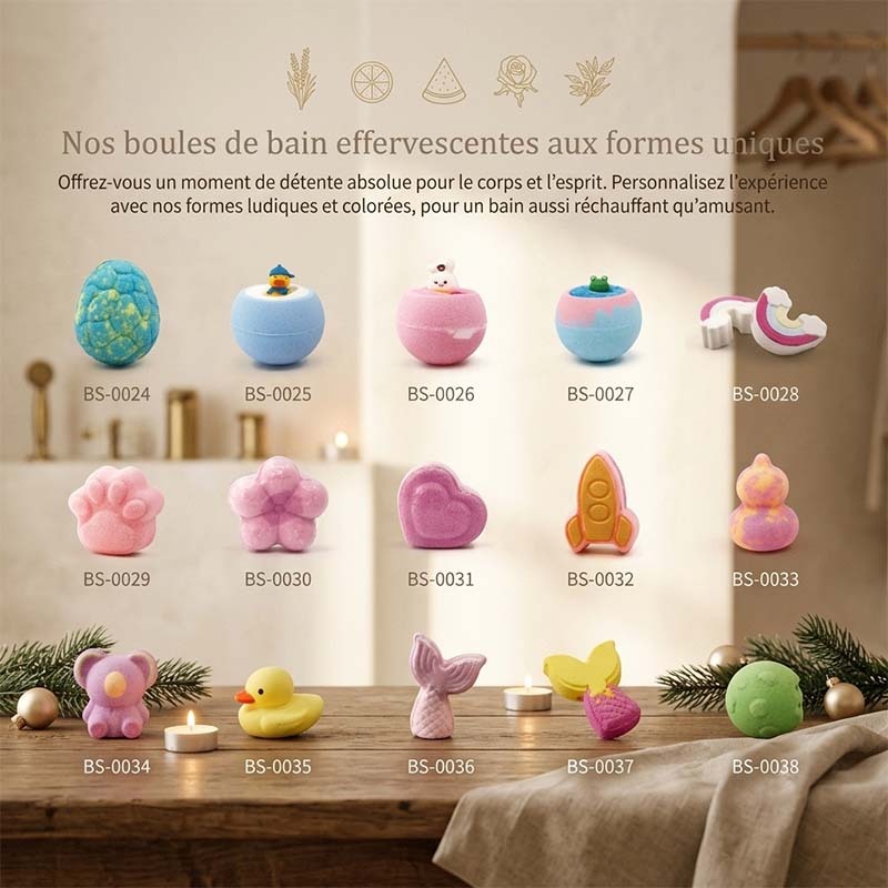 Coffret Bombes de Bain Artisanales, Boules Effervescentes aux Huiles Essentielles Naturelles pour Bain Spa Relaxant