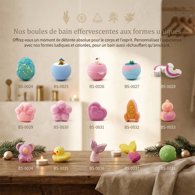 Coffret Bombes de Bain Artisanales, Boules Effervescentes aux Huiles Essentielles Naturelles pour Bain Spa Relaxant