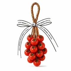 Savon Artisanal Suspendu en Grappe de Tomates Cerises, Savon de Bain Modèle 3D pour Visage Mains et Corps, Corde en Rotin Séchage Rapide, Savon Parfumé Décoratif Cadeau Noël Pendaison Anniversaire