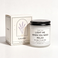 Lavender Scented Soy Wax Candle, Mini Portable Glass Jar Candle with Funny Quote, Hand Poured Relax Aromatherapy Candle, Christmas Gift for Home Bathroom Office Travel