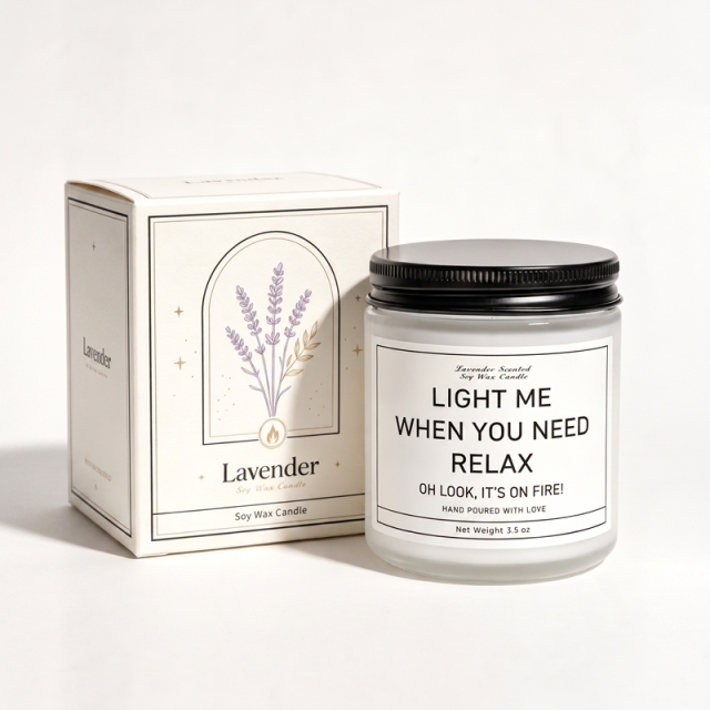 Lavender Scented Soy Wax Candle, Mini Portable Glass Jar Candle with Funny Quote, Hand Poured Relax Aromatherapy Candle, Christmas Gift for Home Bathroom Office Travel
