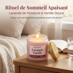 Lavender Vanilla Soy Aromatherapy Candle 3.5oz Mini Pink Frosted Glass Jar with Aluminum Lid, 100% Natural Smokeless Paraffin-Free Wax, Relaxing Sleep Scent Portable Candle, Elegant Christmas Secret Santa Gift for Women