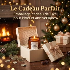 Bougie Parfumée à l’Eucalyptus 12oz, Bougie 3 Mèches en Pot Ambré, Parfum d’ambiance longue durée pour Chambre Salon Bureau, Coffret Cadeau Luxe Noël & Anniversaire