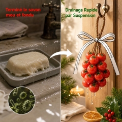 Savon Artisanal Suspendu en Grappe de Tomates Cerises, Savon de Bain Modèle 3D pour Visage Mains et Corps, Corde en Rotin Séchage Rapide, Savon Parfumé Décoratif Cadeau Noël Pendaison Anniversaire