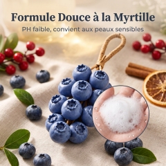 Savon Artisanal Suspendu en Grappe de Myrtilles, Savon de Bain Forme 3D Fruit pour Visage Mains Corps, Boucle en Rotin Séchage Rapide Anti-Fonte, Savon Parfumé Décoratif Cadeau Unique Noël Anniversaire Pendaison