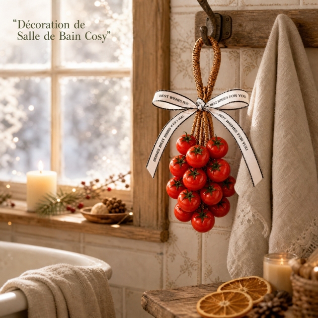 Savon Artisanal Suspendu en Grappe de Tomates Cerises, Savon de Bain Modèle 3D pour Visage Mains et Corps, Corde en Rotin Séchage Rapide, Savon Parfumé Décoratif Cadeau Noël Pendaison Anniversaire
