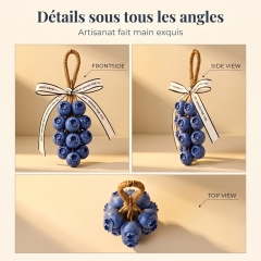 Savon Artisanal Suspendu en Grappe de Myrtilles, Savon de Bain Forme 3D Fruit pour Visage Mains Corps, Boucle en Rotin Séchage Rapide Anti-Fonte, Savon Parfumé Décoratif Cadeau Unique Noël Anniversaire Pendaison
