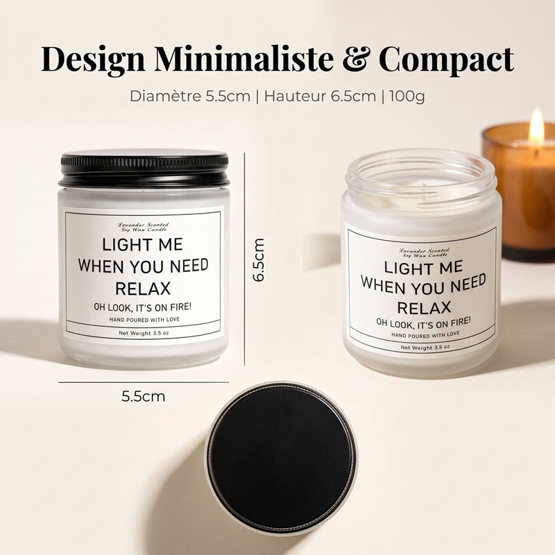 Lavender Scented Soy Wax Candle, Mini Portable Glass Jar Candle with Funny Quote, Hand Poured Relax Aromatherapy Candle, Christmas Gift for Home Bathroom Office Travel