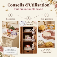 CG-MS-180 COCOAIMEE Marseille Scented Soap Gift Set, 6×180g Floral Natural Plant‑Based Soap for Body Face Hand, Gentle for Sensitive Skin Christmas Gift Box