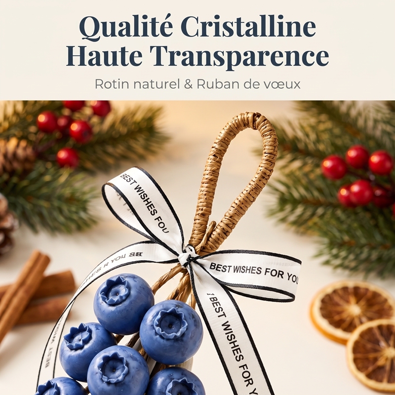 Savon Artisanal Suspendu en Grappe de Myrtilles, Savon de Bain Forme 3D Fruit pour Visage Mains Corps, Boucle en Rotin Séchage Rapide Anti-Fonte, Savon Parfumé Décoratif Cadeau Unique Noël Anniversaire Pendaison
