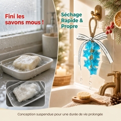 Guirlande de Savon Suspendu en Étoiles Bleues Transparentes, Savon de Bain Parfumé Artisanal Forme Étoile de Noël avec Boucle en Rotin, Savon Décoratif Séchage Rapide Anti-Fonte, Cadeau Unique de Noël pour Déco Salle de Bain, Anniversaire et Pendaison