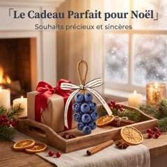 Savon Artisanal Suspendu en Grappe de Myrtilles, Savon de Bain Forme 3D Fruit pour Visage Mains Corps, Boucle en Rotin Séchage Rapide Anti-Fonte, Savon Parfumé Décoratif Cadeau Unique Noël Anniversaire Pendaison
