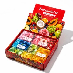 FF-JL-200 Fruit Essential Oil Handmade Soap Gift Set, 12 Bars 6 Fruit Scents, Face & Body Cleansing Soap Bars, Christmas Holiday Gift Set