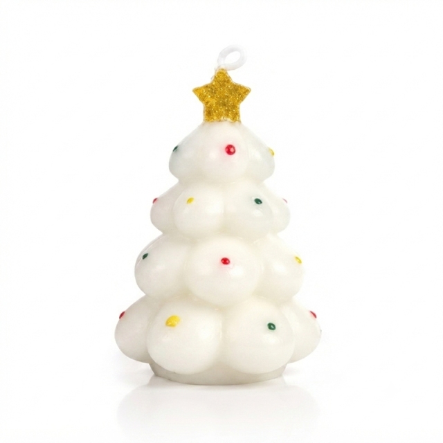 Handmade 3D Bubble Christmas Tree Aromatherapy Candle, 100% Natural Smokeless Soy Wax with Cedar Vanilla Fragrance, Mini Xmas Table Ornament Creative Holiday Gift