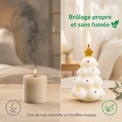Handmade 3D Bubble Christmas Tree Aromatherapy Candle, 100% Natural Smokeless Soy Wax with Cedar Vanilla Fragrance, Mini Xmas Table Ornament Creative Holiday Gift