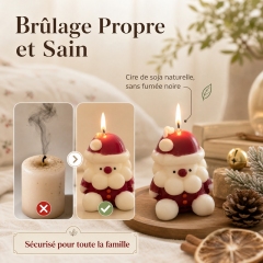 Coffret de 3 bougies parfumées artisanales style crème français, modèles Père Noël, sapin dégradé rose et renne, cire de soja naturelle sans fumée parfum cèdre vanille cannelle, ornements suspendus pour sapin, coffret cadeau complet veille de Noël