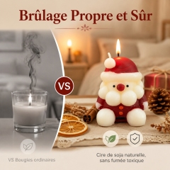 Bougie parfumée artisanale Père Noël sculpture 3D, cire de soja haut de gamme sans fumée parfum chaud vanille cannelle, déco de table style ins mignonne, ornement suspendu sapin de Noël, cadeau ambiance chaleureuse veille de Noël