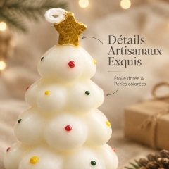Handmade 3D Bubble Christmas Tree Aromatherapy Candle, 100% Natural Smokeless Soy Wax with Cedar Vanilla Fragrance, Mini Xmas Table Ornament Creative Holiday Gift