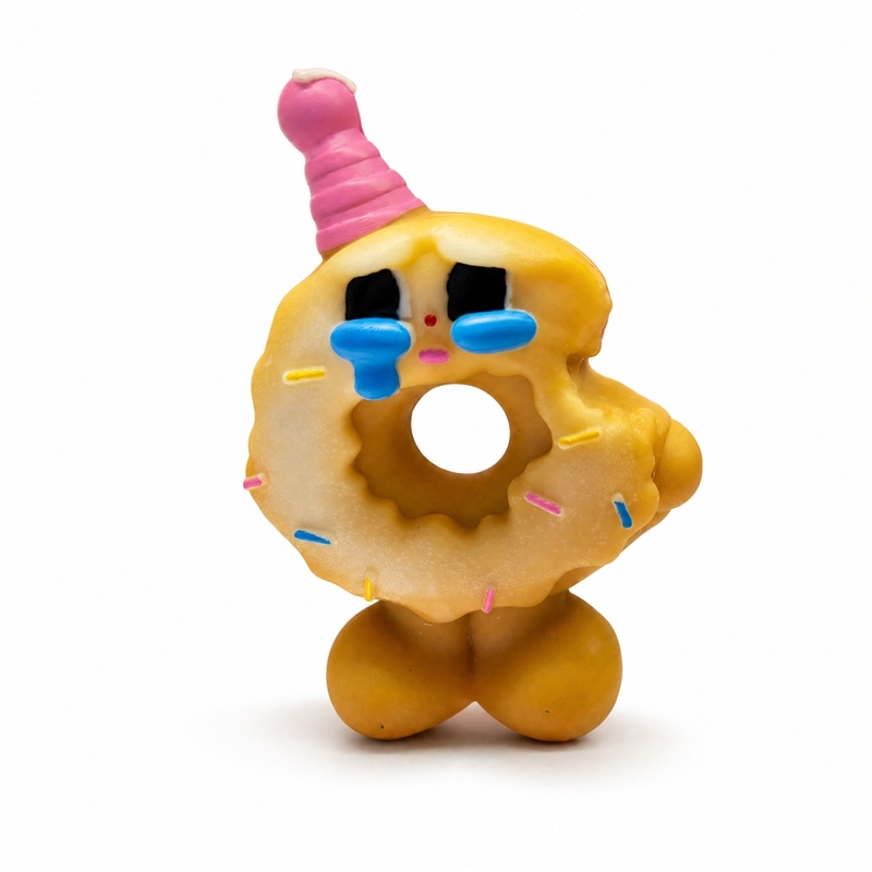 Handmade Cartoon Crying Donut Soy Wax Candle, Sweet Cream Fragrance Smokeless Aroma Candle, Unique Kawaii Decor & Holiday Present