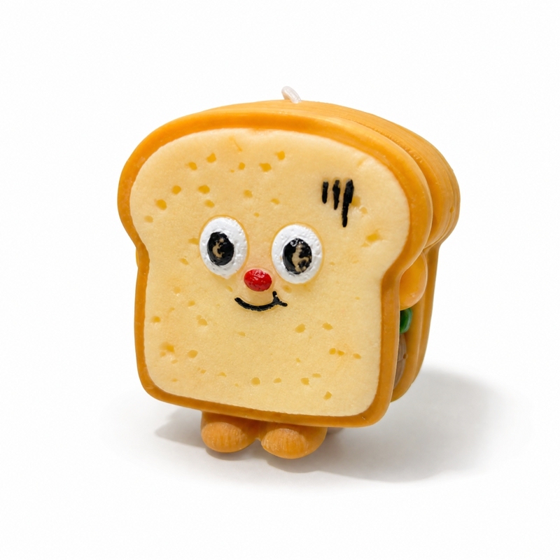 Handmade 3D Toast Shaped Soy Wax Candle, Milk Bread Fragrance Smokeless Non-Toxic Aroma Candle, Kawaii Table Decor & Unique Holiday Present