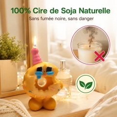 Handmade Cartoon Crying Donut Soy Wax Candle, Sweet Cream Fragrance Smokeless Aroma Candle, Unique Kawaii Decor & Holiday Present