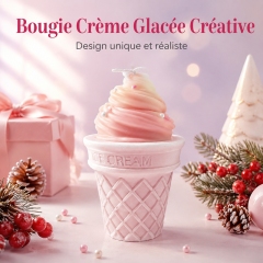 Bougie parfumée créative en cornet de gaufre crème glacée, cire de soja 100% naturelle, mèche coton sans plomb sans fumée, décoration maison et cadeau de Noël original