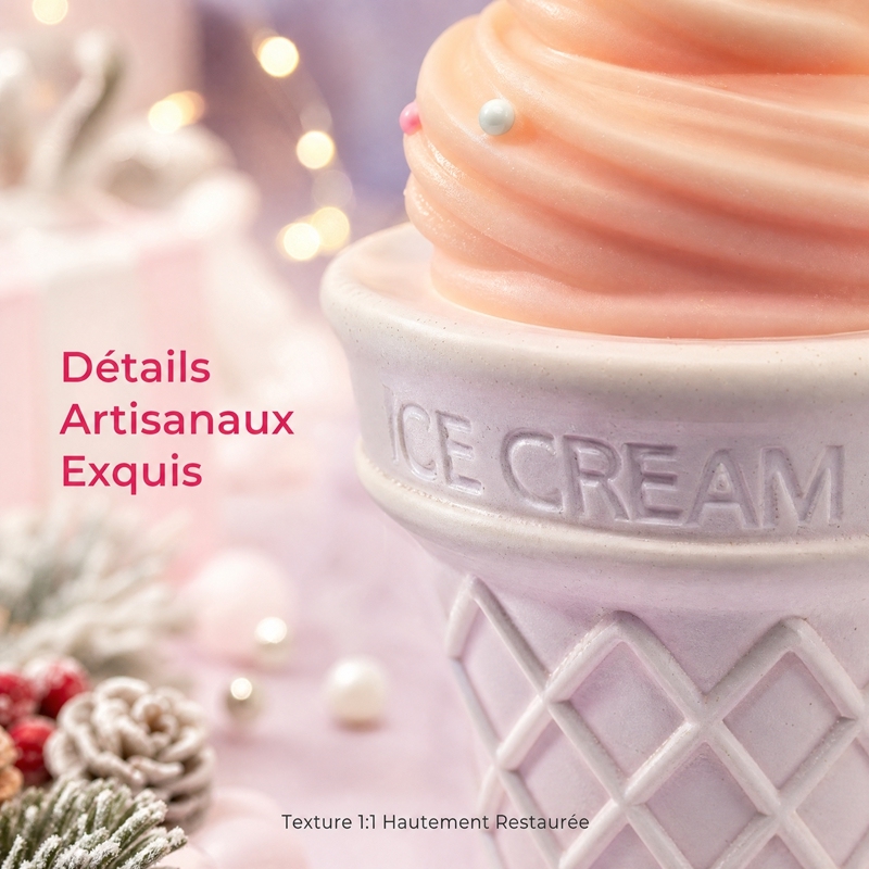 Bougie parfumée créative en cornet de gaufre crème glacée, cire de soja 100% naturelle, mèche coton sans plomb sans fumée, décoration maison et cadeau de Noël original
