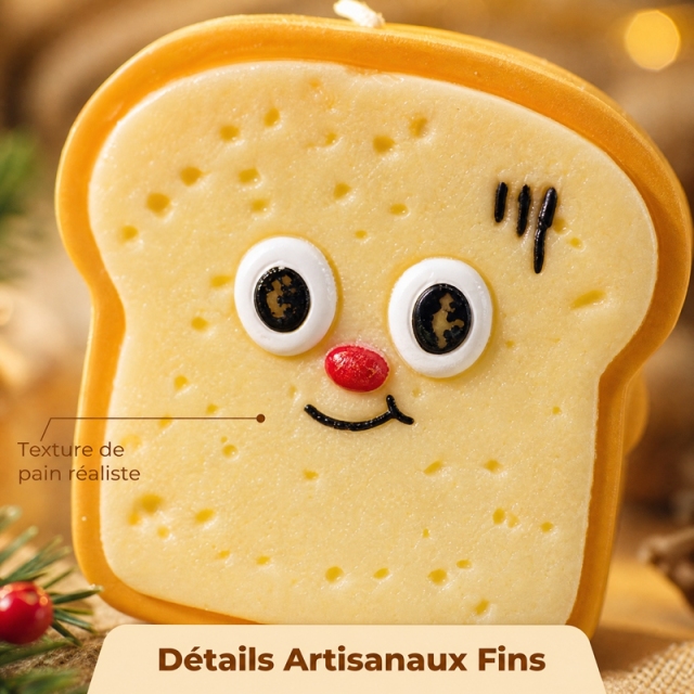 Handmade 3D Toast Shaped Soy Wax Candle, Milk Bread Fragrance Smokeless Non-Toxic Aroma Candle, Kawaii Table Decor & Unique Holiday Present