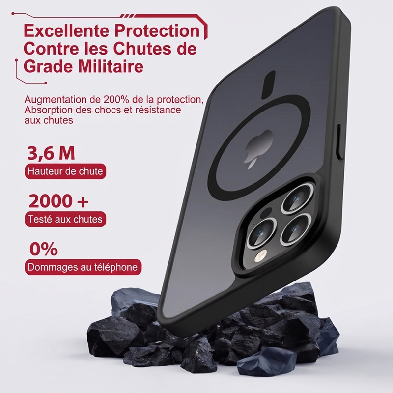 KC26 Coque iPhone Magnétique Mate Compatible MagSafe, Antichoc Norme Militaire